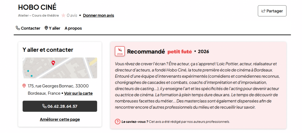 Avis école hobo ciné